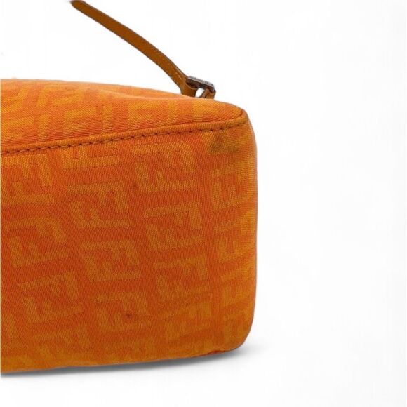 Vintage FENDI Orange Monogram FF Zucca Logo Canvas Pochette Shoulder Bag… - Picture 11 of 16
